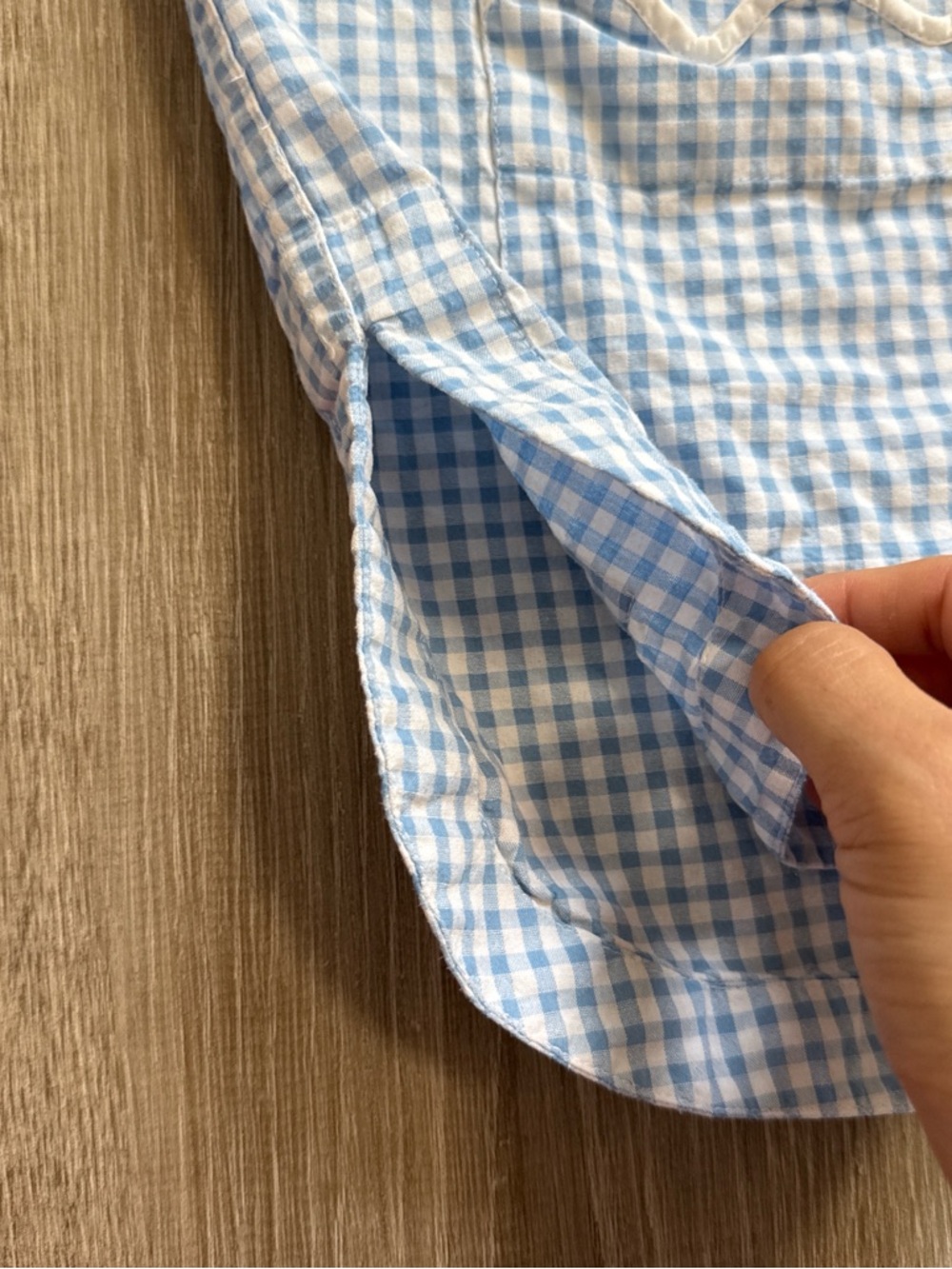 Heidi Carey 100% Cotton Gingham Scalloped Edges Pajama Top With Pockets Size M - Picture 5 of 12